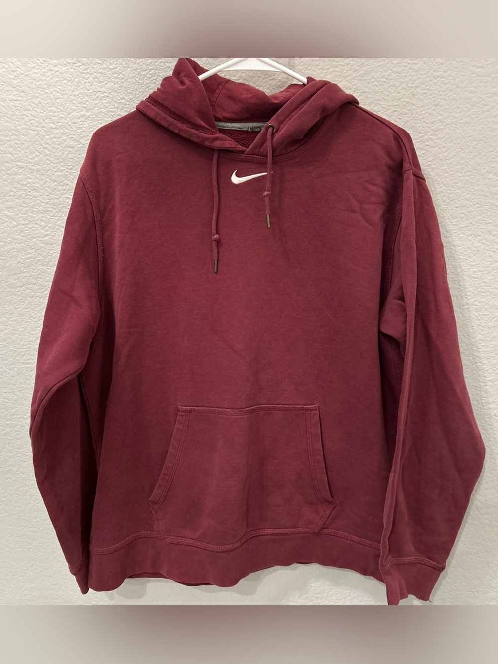 Y2K Vintage Nike Center Swoosh Hoodie Sweatshirt Men Large Burgundy Maroon